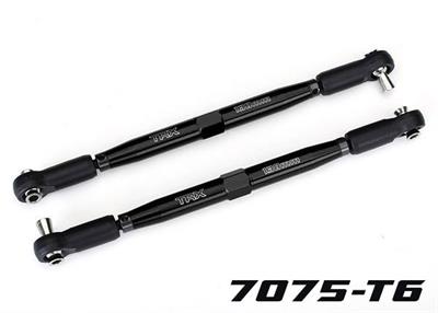 Traxxas - TRX7748-BLK - Toe links, X-Maxx® (TUBES Black-anodized, 7075-T6 aluminum, stronger than titanium) (157mm) (2)/ rod ends, assembled with ste