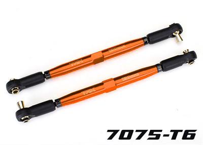 Traxxas - TRX7748-ORNG - Toe links, X-Maxx® (TUBES orange-anodized, 7075-T6 aluminum, stronger than titanium) (157mm) (2)/ rod ends, assembled with s