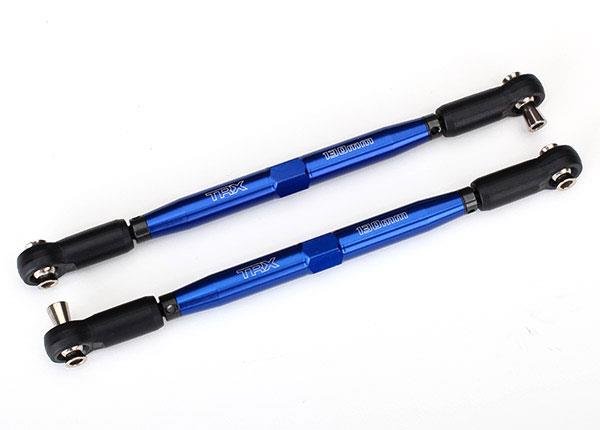Traxxas - TRX7748x - Toe links, X-Maxx® (TUBES blue-anodized, 7075-T6 aluminum, stronger than titanium) (157mm) (2)/ rod ends, assembled with steel