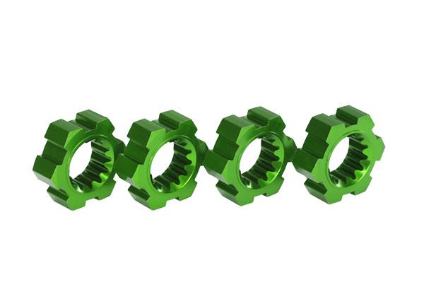 Traxxas - TRX7756G - Wheel hubs, hex, aluminum (green-anodized) (4)