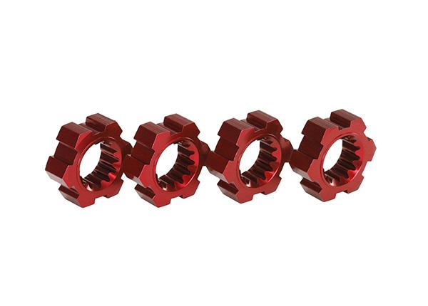 Traxxas - TRX7756R - Wheel hubs, hex, aluminum (red-anodized) (4)