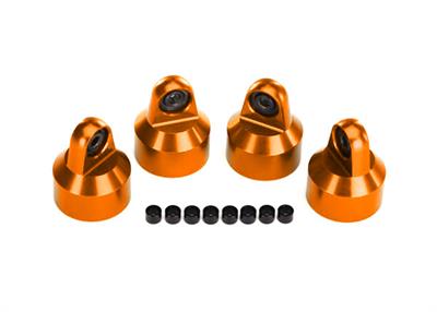 Traxxas - TRX7764-ORNG - Shock caps, aluminum (orange-anodized), GTX shocks (4)/ spacers (8)