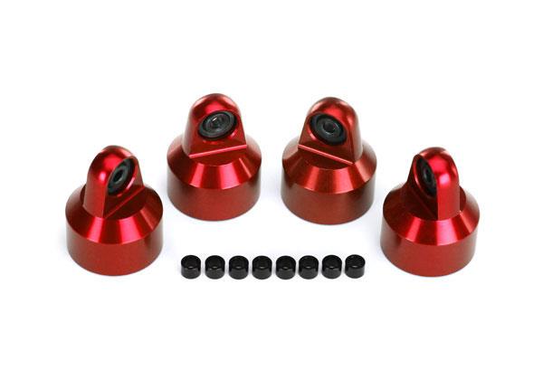 Traxxas - TRX7764R -  Shock caps, aluminum (red-anodized), GTX shocks (4)/ spacers (8)