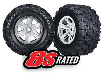 Traxxas - TRX7772R - X-Maxx® dæk limet på 4.0" sølv fælge - 2 stk