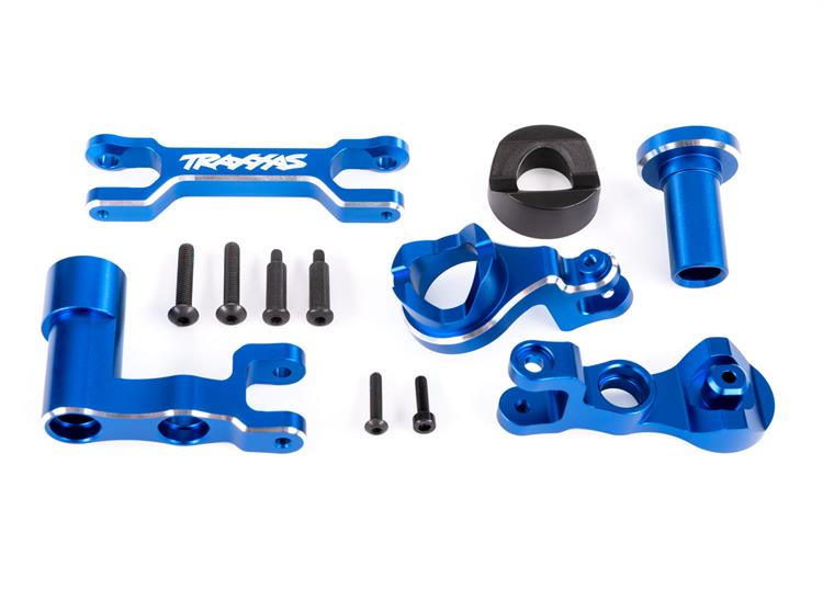 Traxxas - TRX7843B - Steering bellcranks/ draglink/ servo saver i blå aluminium