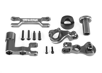 Traxxas - TRX7843-GRAY - Steering bellcranks/ draglink/ servo saver i grå aluminium