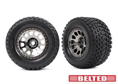 Tires & wheels, assembled, glued (XRT® Race black chrome wheels, Gravix® belted tires, dual profile (4.3" outer, 5.7" inner) foa