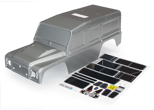 Traxxas - TRX8011X - Karosseri, Land Rover® Defender® (Graphite sølv og med klistermærker)