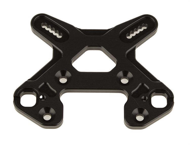 RC8B4 Front Shock Tower, black aluminum