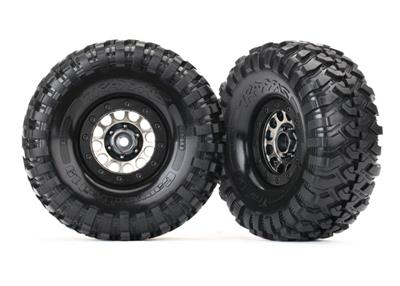 Traxxas - TRX8174 - Tires and wheels, assembled (Method 105 1.9” black chrome beadlock wheels, Canyon Trail 4.6x1.9” tires, foam inserts)