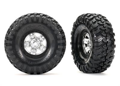 Traxxas - TRX8179X - Tires & wheels, assembled, glued (TRX-4® Sport, satin chrome, black beadlock 1.9" wheels, Canyon Trail 4.6x1.9" tires) (2)