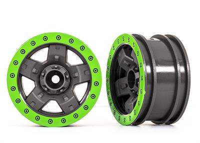 Traxxas - TRX8180-GRN - Wheels, TRX-4® Sport 2.2 (gray, green beadlock style) (2)