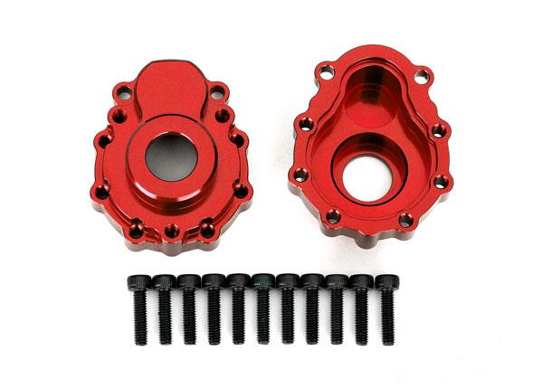 Traxxas - TRX8251R - Portal housings, outer, 6061-T6 aluminum (red-anodized) (2)/ 2.5x10 CS (12)