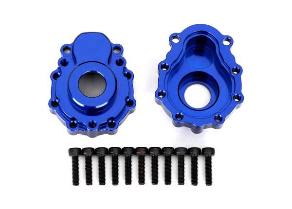 Traxxas - TRX8251x - Portal housings, outer, 6061-T6 aluminum (blue-anodized) (2)/ 2.5x10 CS (12)