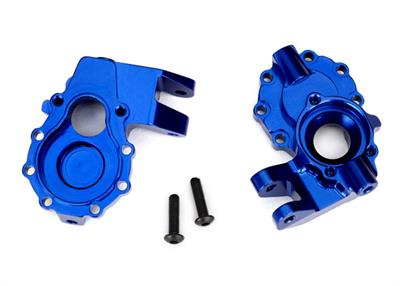 Traxxas - TRX8252x - Portal housings, inner (front), 6061-T6 aluminum (blue-anodized) (2)/ 3x12 BCS