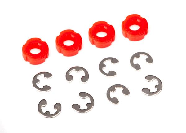 Traxxas - TRX8261 - Piston, damper (red) (4)/ e-clips (8)