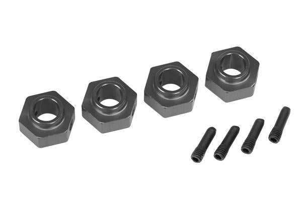 Traxxas - TRX8269A - Wheel hubs, 12mm hex, 6061-T6 aluminum (charcoal gray-anodized) (4)/ screw pin (4)