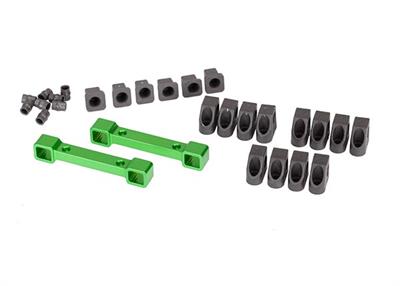 Traxxas - TRX8334G - Mounts, suspension arms, aluminum (green-anodized) (front & rear)/ hinge pin retainers (12)/ inserts (6)