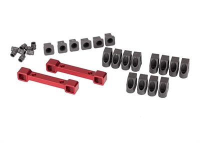 Traxxas - TRX8334R - Mounts, suspension arms, aluminum (red-anodized) (front & rear)/ hinge pin retainers (12)/ inserts (6)