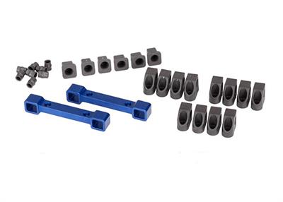 Traxxas - TRX8334X - Mounts, suspension arms, aluminum (blue-anodized) (front & rear)/ hinge pin retainers (12)/ inserts (6)