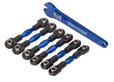 Traxxas - TRX8341X - Turnbuckles, aluminum (blue-anodized), camber links, 32mm (front) (2)/ camber links, 28mm (rear) (2)/ toe links, 34mm (2)/ alumi