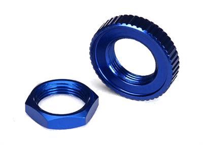 Traxxas - TRX8345 - Servo saver nuts, aluminum, blue-anodized (hex (1), serrated (1))