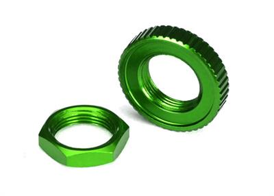 Traxxas - TRX8345G - Servo saver nuts, aluminum, green-anodized (hex (1), serrated (1))