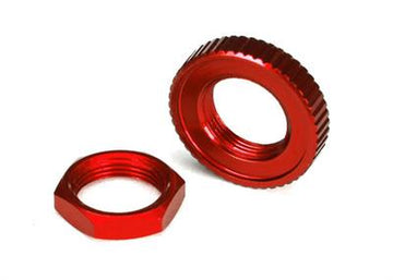 Traxxas - TRX8345R - Servo saver nuts, aluminum, red-anodized (hex (1), serrated (1))