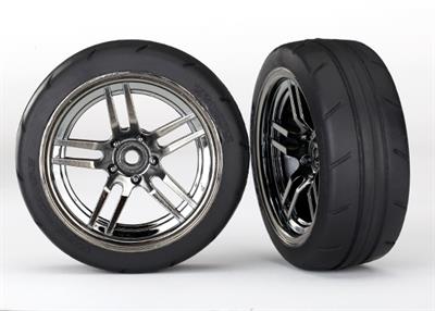 Traxxas - TRX8373 - Tires & wheels, assembled, glued (split-spoke black wheels, 1.9" Response tires) (front) (2)