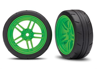 Traxxas - TRX8373G - Tires & wheels, assembled, glued (split-spoke green wheels, 1.9" Response tires) VXL Rated (front) (2)