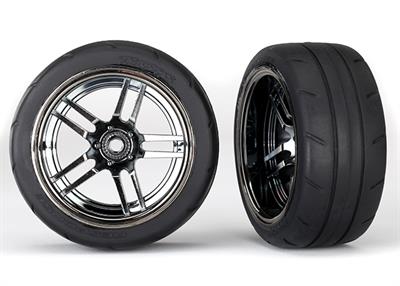 Tires & wheels, assembled, glued (split-spoke black wheels,  1.9" Response tires) (extra wide, rear) (2)