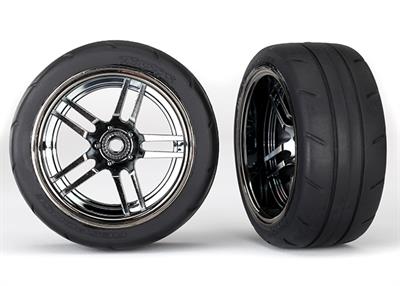 Traxxas - TRX8374 - Tires & wheels, assembled, glued (split-spoke black wheels,  1.9" Response tires) (extra wide, rear) (2)