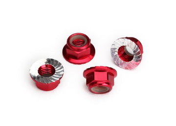 Traxxas - TRX8447R - 5mm møtrik flanged nylon lås (aluminum, red-anodized, serrated) (4)