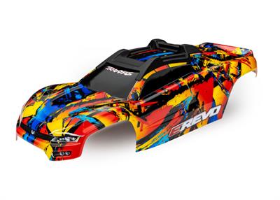 Traxxas - TRX8612 - Body, E-Revo®, Solar Flare (painted, decals applied) (assembled with front & rear body mounts and rear body support for clipless