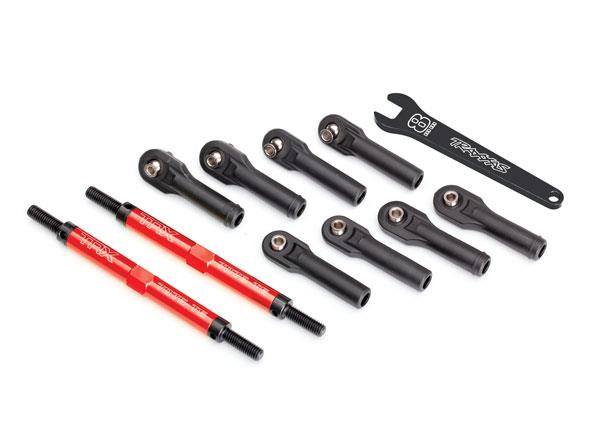 Traxxas - TRX8638R - Toe links, E-Revo® VXL (TUBES red-anodized, 7075-T6 aluminum, stronger than titanium) (144mm) (2)/ rod ends