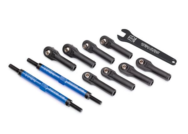 Traxxas - TRX8638X - Toe links, E-Revo® VXL (TUBES blue-anodized, 7075-T6 aluminum, stronger than titanium) (144mm) (2)/ rod ends