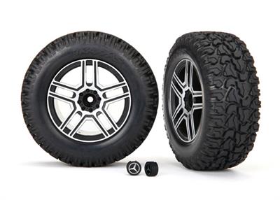 Traxxas - TRX8872 - Tires & wheels, assembled, glued (2.6" black, satin chrome-plated Mercedes-Benz® G 500® 4x4² wheels, 4.6x2.6" tires) (2)/ center