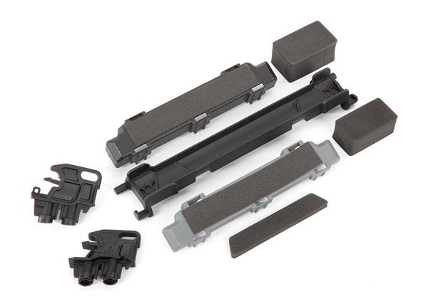 Traxxas - TRX8919R - Battery hold-down/ mounts (front and rear)/ battery compartment spacers/ foam pads (fits Maxx® with extended chassis (352mm wheel