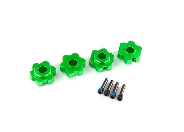 Traxxas - TRX8956G - Wheel hubs, hex, aluminum (green-anodized) (4)/ 4x13mm screw pins (4)