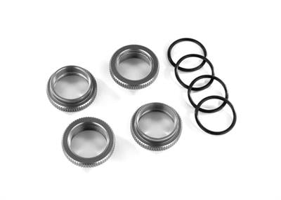 Traxxas - TRX8968-GRAY - Spring retainer (adjuster), gray-anodized aluminum, GT-Maxx® shocks (4) (assembled with o-ring