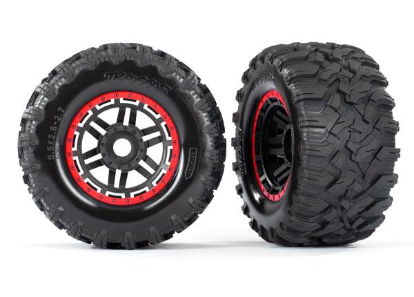 Traxxas - TRX8972R - Maxx® dæk limet på 2.8″ fælge med rød kant og 17mm hex – 2 stk