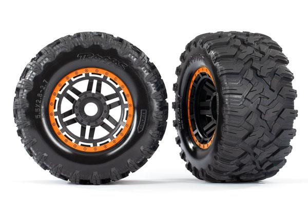 Traxxas - TRX8972T - Maxx® dæk limet på 2.8″ fælge med orange kant og 17mm hex – 2 stk
