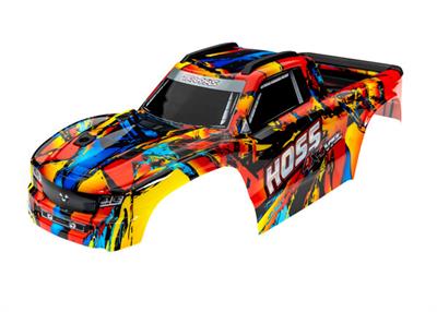 Traxxas - TRX9011R - Body, Hoss® 4x4 VXL, Solar Flare (painted, decals applied) (assembled with front & rear body mounts and rear body support for cl