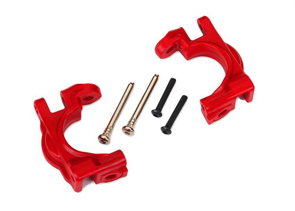 Traxxas - TRX9032R - Caster blocks (c-hubs), extreme heavy duty, red (left & right)/ 3x32mm hinge pins (2)/ 3x20mm BCS (2) (for use with #9080 upgrad