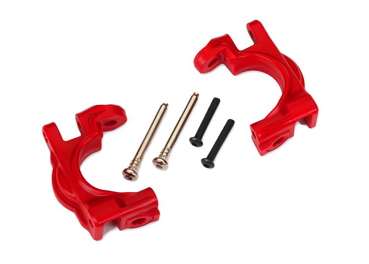 Traxxas - TRX9032R - Caster blocks (c-hubs), extreme heavy duty, red (left & right)/ 3x32mm hinge pins (2)/ 3x20mm BCS (2) (for use with