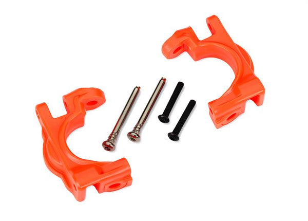 Traxxas - TRX9032T - Caster blocks (c-hubs), extreme heavy duty, orange (left & right)/ 3x32mm hinge pins (2)/ 3x20mm BCS (2) (for use with #9080 upg