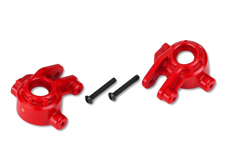 Traxxas - TRX9037R - Steering blocks, extreme heavy duty, red (left & right)/ 3x20mm BCS (2) (for use with #9080 upgrade kit)