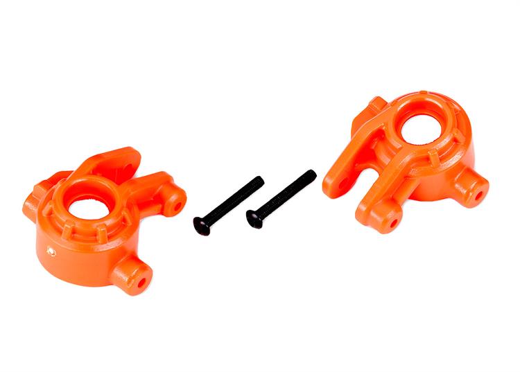 Traxxas - TRX9037T - Steering blocks, extreme heavy duty, orange (left & right)/ 3x20mm BCS (2) (for use with