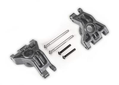 Carriers, stub axle, rear, extreme heavy duty, gray (left & right)/ 3x41mm hinge pins (2)/ 3x20mm BCS (2) (for use with #908