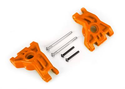 Traxxas - TRX9050T - Carriers, stub axle, rear, extreme heavy duty, orange (left & right)/ 3x41mm hinge pins (2)/ 3x20mm BCS (2) (for use with #9080